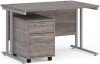 Dams Maestro 25 Rectangular Desk with Twin Canitlever Legs and 2 Drawer Mobile Pedestal - 1200 x 800mm - Grey Oak