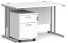 Dams Maestro 25 Rectangular Desk with Twin Canitlever Legs and 2 Drawer Mobile Pedestal - 1200 x 800mm - White