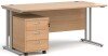 Dams Maestro 25 Rectangular Desk with Twin Cantilever Legs and 3 Drawer Mobile Pedestal - 1600 x 800mm - Beech