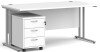 Dams Maestro 25 Rectangular Desk with Twin Cantilever Legs and 3 Drawer Mobile Pedestal - 1600 x 800mm - White
