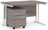 Dams Maestro 25 Rectangular Desk with Twin Canitlever Legs and 2 Drawer Mobile Pedestal - 1200 x 800mm - Grey Oak