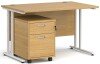 Dams Maestro 25 Rectangular Desk with Twin Canitlever Legs and 2 Drawer Mobile Pedestal - 1200 x 800mm - Oak