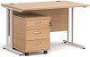 Dams Maestro 25 Rectangular Desk with Twin Cantilever Legs and 3 Drawer Mobile Pedestal - 1200 x 800mm - Beech