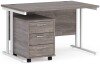 Dams Maestro 25 Rectangular Desk with Twin Cantilever Legs and 3 Drawer Mobile Pedestal - 1200 x 800mm - Grey Oak