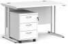 Dams Maestro 25 Rectangular Desk with Twin Cantilever Legs and 3 Drawer Mobile Pedestal - 1200 x 800mm - White