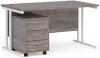 Dams Maestro 25 Rectangular Desk with Twin Cantilever Legs and 3 Drawer Mobile Pedestal - 1400 x 800mm - Grey Oak