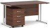 Dams Maestro 25 Rectangular Desk with Twin Cantilever Legs and 3 Drawer Mobile Pedestal - 1400 x 800mm - Walnut