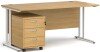 Dams Maestro 25 Rectangular Desk with Twin Cantilever Legs and 3 Drawer Mobile Pedestal - 1600 x 800mm - Oak