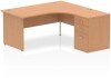 Dynamic Impulse Corner Desk with Panel End Leg and 600mm Fixed Pedestal - 1600 x 1200mm - Oak