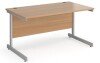 Dams Contract 25 Rectangular Desk with Single Cantilever Legs - 1400 x 800mm - Beech