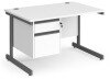 Dams Contract 25 Rectangular Desk with Single Cantilever Legs and 2 Drawer Fixed Pedestal - 1200 x 800mm - White