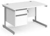 Dams Contract 25 Rectangular Desk with Single Cantilever Legs and 2 Drawer Fixed Pedestal - 1200 x 800mm - White