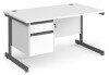 Dams Contract 25 Rectangular Desk with Single Cantilever Legs and 2 Drawer Fixed Pedestal - 1400 x 800mm - White