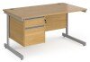 Dams Contract 25 Rectangular Desk with Single Cantilever Legs and 2 Drawer Fixed Pedestal - 1400 x 800mm - Oak