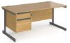 Dams Contract 25 Rectangular Desk with Single Cantilever Legs and 2 Drawer Fixed Pedestal - 1600 x 800mm - Oak