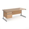 Dams Contract 25 Rectangular Desk with Single Cantilever Legs and 2 Drawer Fixed Pedestal - 1800 x 800mm - Beech