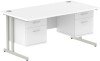 Dynamic Impulse Office Desk with 2 Drawer Fixed Pedestals - 1600 x 800mm - White