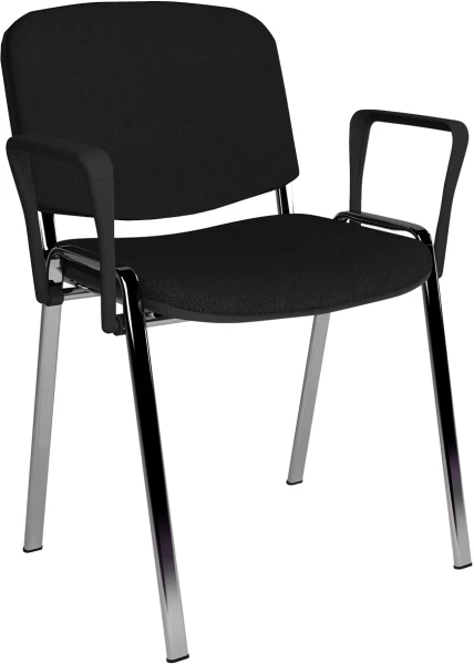 Dams Taurus Chrome Frame Stacking Chair with Arms - Pack of 4 - Black