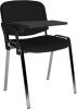 Dams Taurus Chrome Frame Stacking Chair with Writing Tablet - Black
