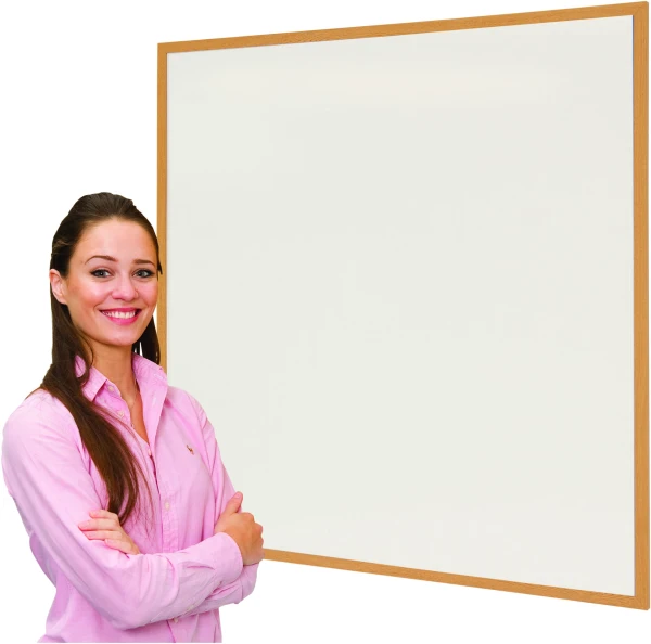 Spaceright Eco Friendly Wood Effect Framed Writing White Boards - 1200 x 1200mm