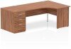 Dynamic Impulse Corner Desk with Panel End Leg and 800mm Fixed Pedestal - 1600 x 1200mm - Walnut