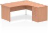 Dynamic Impulse Corner Desk with Panel End Leg and 600mm Fixed Pedestal - 1600 x 1200mm - Beech