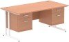 Dynamic Impulse Office Desk with 2 Drawer Fixed Pedestals - 1600 x 800mm - Beech