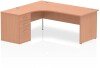 Dynamic Impulse Corner Desk with Panel End Leg and 600mm Fixed Pedestal - 1800 x 1200mm - Beech