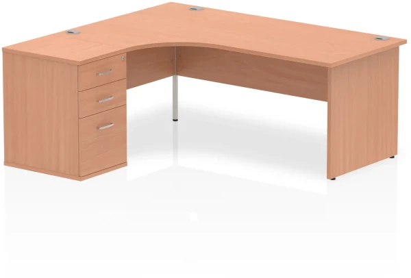 Dynamic Impulse Corner Desk with Panel End Leg and 600mm Fixed Pedestal - 1800 x 1200mm - Beech