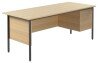 TC Eco 18 Rectangular Desk with Straight Legs and 3 Drawer Fixed Pedestal - 1800mm x 750mm - Sorano Oak