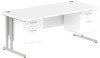 Dynamic Impulse Office Desk with 2 Drawer Fixed Pedestals - 1800 x 800mm - White