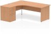 Dynamic Impulse Corner Desk with Panel End Leg and 600mm Fixed Pedestal - 1800 x 1200mm - Oak