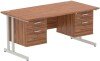 Dynamic Impulse Office Desk with 2 Drawer Fixed Pedestals - 1600 x 800mm - Walnut