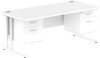 Dynamic Impulse Office Desk with 2 Drawer Fixed Pedestals - 1800 x 800mm - White