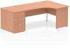 Dynamic Impulse Corner Desk with Panel End Leg and 800mm Fixed Pedestal - 1600 x 1200mm - Beech