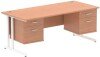 Dynamic Impulse Office Desk with 2 Drawer Fixed Pedestals - 1800 x 800mm - Beech