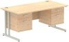 Dynamic Impulse Office Desk with 2 Drawer Fixed Pedestals - 1600 x 800mm - Maple