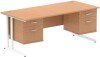 Dynamic Impulse Office Desk with 2 Drawer Fixed Pedestals - 1800 x 800mm - Oak