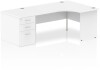 Dynamic Impulse Corner Desk with Panel End Leg and 800mm Fixed Pedestal - 1600 x 1200mm - White