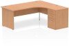 Dynamic Impulse Corner Desk with Panel End Leg and 600mm Fixed Pedestal - 1800 x 1200mm - Oak