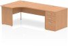 Dynamic Impulse Corner Desk with Panel End Leg and 800mm Fixed Pedestal - 1800 x 1200mm - Oak