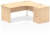 Dynamic Impulse Corner Desk with Panel End Leg and 600mm Fixed Pedestal - 1600 x 1200mm - Maple