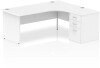 Dynamic Impulse Corner Desk with Panel End Leg and 600mm Fixed Pedestal - 1800 x 1200mm - White