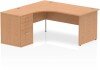 Dynamic Impulse Corner Desk with Panel End Leg and 600mm Fixed Pedestal - 1600 x 1200mm - Oak