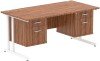 Dynamic Impulse Office Desk with 2 Drawer Fixed Pedestals - 1600 x 800mm - Walnut
