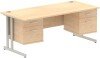 Dynamic Impulse Office Desk with 2 Drawer Fixed Pedestals - 1800 x 800mm - Maple