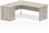 Dynamic Impulse Corner Desk with Panel End Leg and 600mm Fixed Pedestal - 1800 x 1200mm - Grey oak