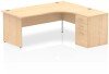 Dynamic Impulse Corner Desk with Panel End Leg and 600mm Fixed Pedestal - 1800 x 1200mm - Maple