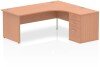 Dynamic Impulse Corner Desk with Panel End Leg and 600mm Fixed Pedestal - 1800 x 1200mm - Beech