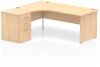 Dynamic Impulse Corner Desk with Panel End Leg and 600mm Fixed Pedestal - 1800 x 1200mm - Maple
